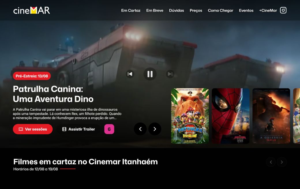 Home do site CineMar Itanhaém