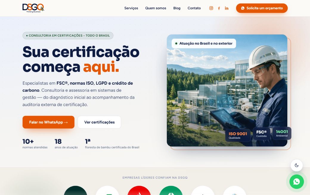 Home do site DSGQ consultoria