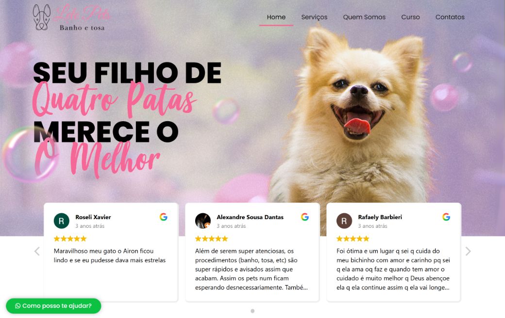 Home do site Lele Pets banho e tosa