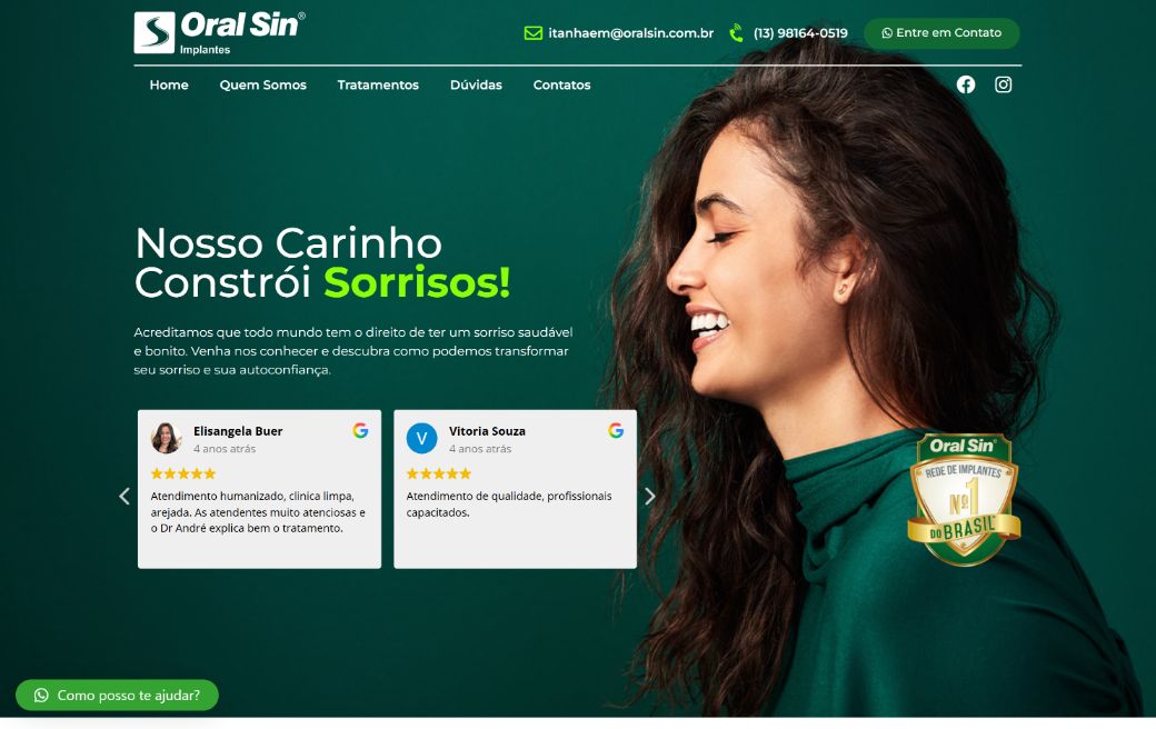 Home da clínica Oral Sin Itanhaém