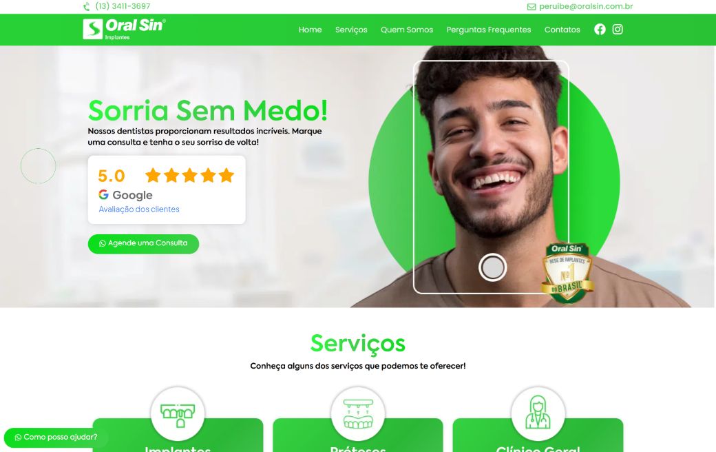 Home da clínica Oral Sin Peruíbe